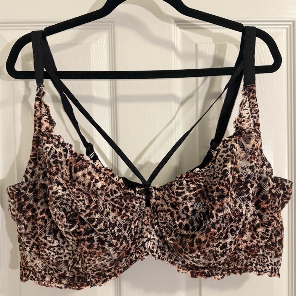 Leopard Print Lace Bra 48DD